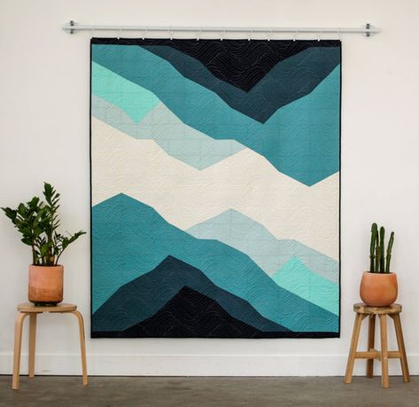 Ridges Quilt Pattern, Modern Quilt Wall Hanging, Tapestry Quilt, Mountain Quilt Pattern, Neutral Baby Quilt, Landscape Art Quilts, Mountain Quilts, Landscape Quilt, Quilt Modernen