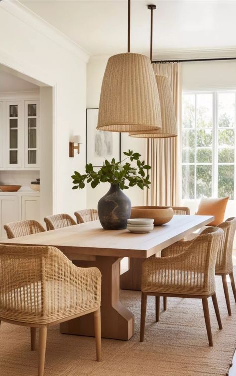 Asian Inspired Dining Room, Nordic Dining Room Scandinavian Design, Diner Room Ideas Decor, Desert Dining Room, Japandi Dining Table, Kitchen Dining Room Combo, Dream Dining Room, Transitional Dining Room, Dinning Room Design