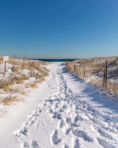 Capturing Portsmouth on Instagram: “Snow Covered Paths at Hampton Beach State Park - Hampton Beach, NH #hamptonbeach #seacoastnh #capturingportsmouth This winter hasn't…” Winter In The Hamptons, Costal Winter Aesthetic, Hamptons Winter, Snow At The Beach, Nantucket Aesthetic, Coastal Winter, Hampton Beach Nh, 2024 Energy, Snow On The Beach