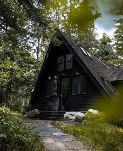 Aframe Cabins, Places Reference, Shingles Roof, Small Stone House, Big Cabin, Tennessee Cabins, Black Cabin, Cabin Vibes, A Frames