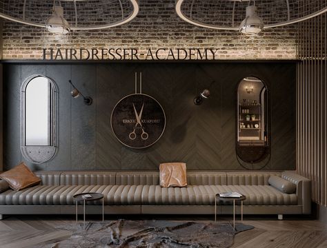 Modern Barber Shop, Barbershop Design Interior, Barber Shop Interior, Shoe Store Design, Salon Suites Decor, Barbershop Design, Nail Salon Decor, Barber Shop Decor, Salon Suites