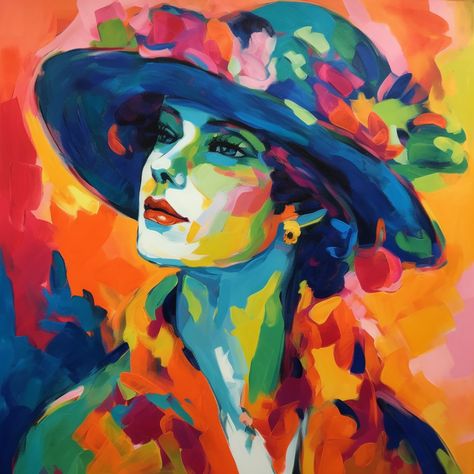 Ks3 Art, Face Art Painting, Fauvist Art, Fauvism Art, Oil Painting Woman, Perspective Drawing Architecture, Portraiture Painting, Colorful Oil Painting, Abstract Face Art