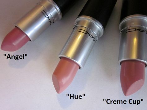 MAC lipsticks - Angel, Hue, Creme Cup Mac Hue Lipstick, Mac Coffee In Your Cream Lipstick, Mac Cream Cup Lipstick, Mac Hue, Top Mac Lipsticks, Mac Angel Lipstick, Mac Lipstick Angel, Mac Bosom Friend Lipstick, Mac Angel