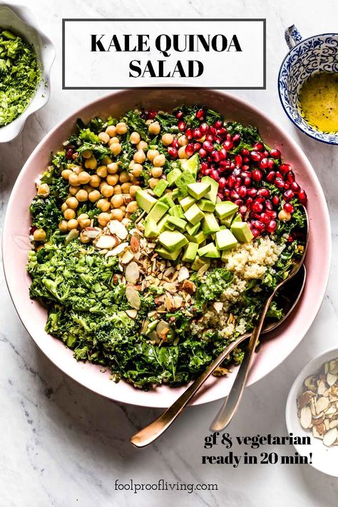 Kale Quinoa Salad Perfect Salad Recipe, Avocado Salad Dressing, Quinoa Kale, Kale Quinoa, Kale Quinoa Salad, Creamy Salad Dressing, Sandwich Wraps, Warm Salad, Easy Salad