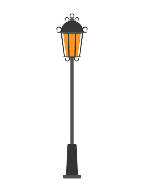 Street lamp post in flat style isolated on white background. Vector illustration. Lamp Post Illustration, Street Lamp Illustration, Street Light Illustration, Street Lamp Post, Lantern Illustration, Vector Technology, Building Illustration, Old Street, Sketches Simple