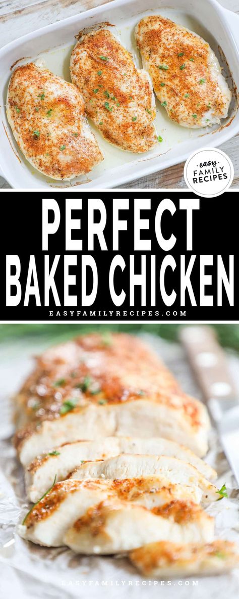 The BEST Baked Chicken Recipe! This recipe makes the most tender juicy chicken breasts every time. Best part is that it is quick, easy, and requires no special equipment. This chicken breast recipe is perfect for a simple easy dinner idea, or can be used to make shredded chicken to use in casseroles or meal prep recipes. This is the chicken recipe that everyone needs! Low Fat Chicken Breast Recipes, Heart Healthy Chicken Recipes, Healthy Baked Chicken Breast, Best Baked Chicken Recipe, The Best Baked Chicken, Perfect Baked Chicken Breast, Perfect Baked Chicken, Best Baked Chicken, Baked Chicken Casserole