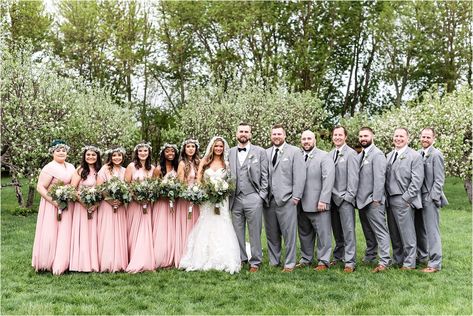 Dusty rose blush pink and gray with eucalyptus spring rainy wedding in flowering tree orchard | maddiepeschong.com Dusty Pink And Gray Wedding, Dusty Pink And Grey Wedding, Light Pink And Grey Wedding, Dusty Rose And Gray Wedding, Gray Pink Wedding, Blush Pink And Grey Wedding, Blush Pink And Gray Wedding, Grey And Pink Wedding, Pink And Gray Wedding