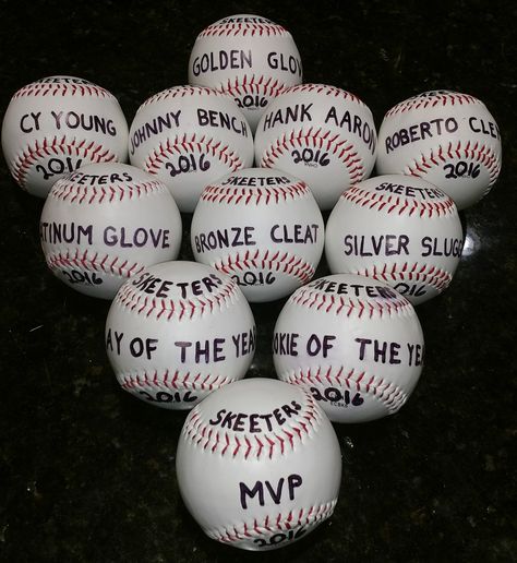 I don't agree with participation trophies so I made these Baseball Awards that I felt each kid deserved. When I handed them out, I explained what they meant and how it applied during the season. #kidsawards #baseballideas #kidstrophies Alumni Baseball Game Ideas, Game Ball Ideas Baseball, Tball Awards Ideas, Baseball Trophy Ideas, Baseball Trophy, Baseball Awards End Of Season, Baseball Award Ideas, Baseball Awards, Baseball Chants