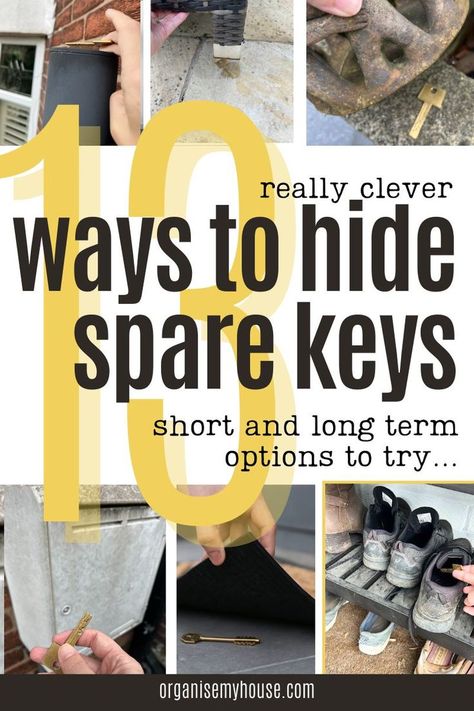 Key Organization Ideas, Hide House Key Outside, Hidden Key Holder Ideas Outside, How To Hide A Key Outside, Spare Key Hiding Places, Diy Hide A Key, Hiding Keys Outside Ideas, Key Hiding Ideas Outside, Hide Key Outside Ideas