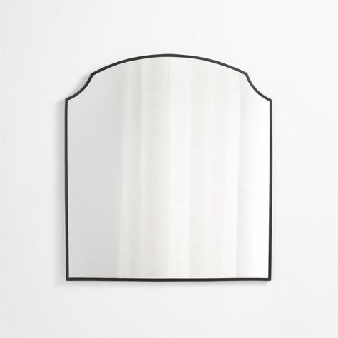 Emmy Black Wall Mirror 36"x40" + Reviews | Crate & Barrel | Crate & Barrel Tudor Arch, Black Floor Mirror, Gender Neutral Nursery Design, Nursery Design Neutral, Console Table Styling, Black Wall Mirror, Arched Mirror, Wood Wall Mirror, Copper Wall