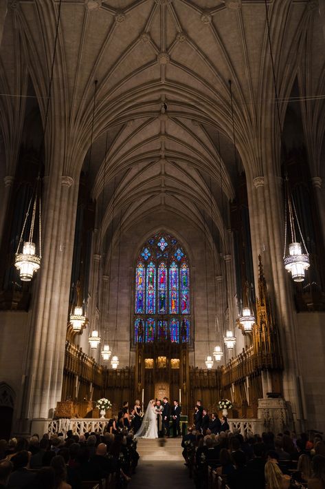 Raleigh Wedding at Duke Chapel and The Cloth Mill | Julie + Brian | bride’s finery: Lea-Ann Belter Heather gown, veil, and jacket | photographer: Joe Payne | coordinator: Vision Events | ceremony: Duke Chapel | reception: The Cloth Mill at Eno River | florals: Tre Bella | make up: Angela Sladeczek | hair: Tracey Walters Wedding Venues Church, Fancy Gown, Church Wedding Ceremony, Maxi Design, Gown Blue, Cathedral Wedding, Dream Wedding Venues, Wedding Money, Raleigh Wedding