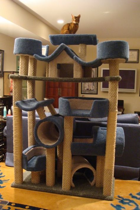 Cat Trees Homemade, Cat Tree Plans, Cat Playground Outdoor, Katt Grejer, Chat Diy, Kat Diy, Cat Castle, Cool Cat Trees, Cat Tree House