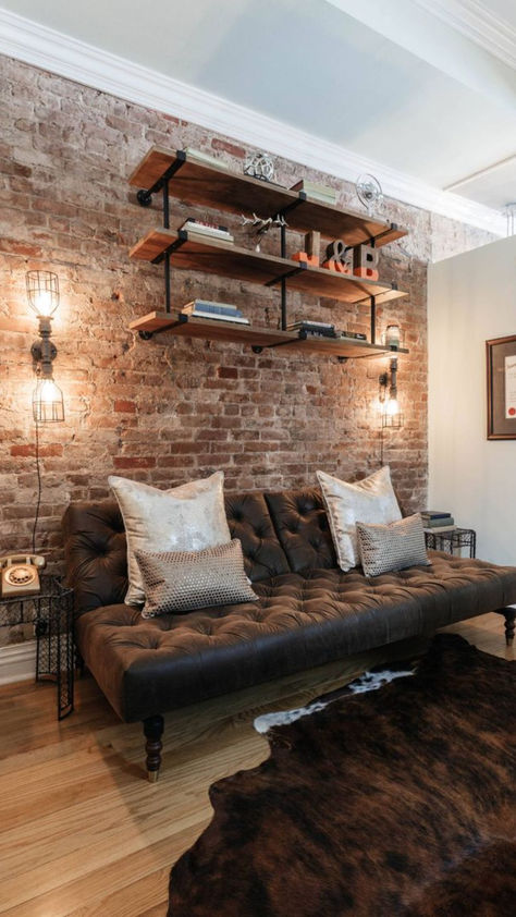 Rustic Industrial Decor Living Room, Industrial Home Office Design, Casa Rock, Industrial Living Room Furniture, Industrial Decor Living Room, Industrial Living Room Design, Industrial Living Room, Industrial Home Offices, Industrial Room