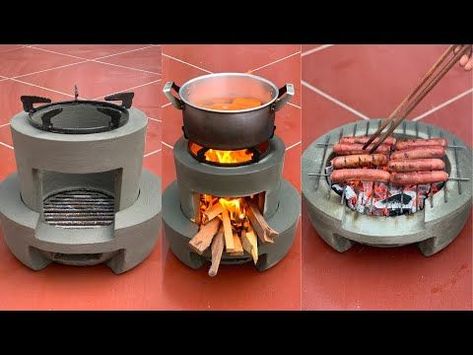 How To Make A 2-in-1 Firewood Stove From A Plastic Mold - Beautiful and Easy - YouTube Diy Rocket Stove, Firewood Stove, Fire Crafts, Diy Wood Stove, Colorful Room Decor, Outdoor Kitchen Plans, Concrete Diy Projects, Cooking Stove, Rocket Stoves