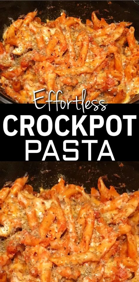 Making this slow cooker recipe for dinner tonight - Effortless Crockpot Pasta Dump It Meal Easy College Crockpot Meals, Easy Fast Crockpot Meals, Crockpot Recipes Without Cream Cheese, Noodle Slow Cooker Recipes, Pasta Dinner Recipes Crockpot, Crockpot Pasta Dinners, Crockpot Dump Recipes Beef, Crockpot Penne Pasta Recipes, Crockpot Rotini Pasta Recipes