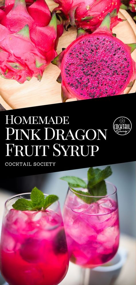 Dragon Fruit Syrup Recipe, Dragon Fruit Syrup, Dragon Fruit Tea Recipe, Fruit Syrup Recipe, Dragon Fruit Dragon, Dragon Fruit Drink, Dragonfruit Recipes, Fruit Dragon, Pink Dragon Fruit