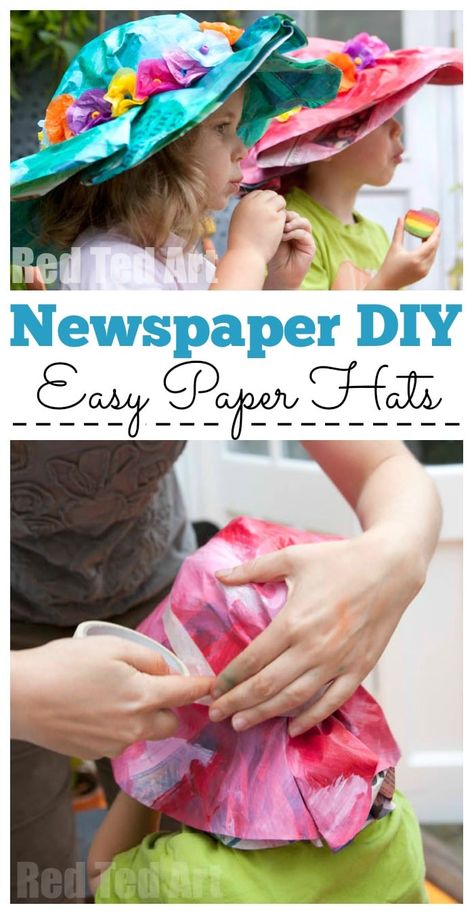 Paper Hat Craft, Creative Hats For Kids, Easter Hat Craft, Paper Hats Diy, Newspaper Crafts For Kids, Paper Hats For Kids, Easter Bonnet Ideas, Paper Hat Diy, Easter Bonnet Competition