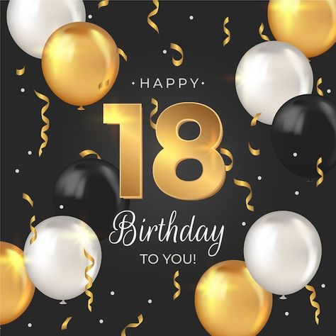 Happy 18th birthday background | Free Vector #Freepik #freevector #18th-birthday #18th #happy-birthday-party #hbd Happy 18th Birthday, Happy Birthday 18th, Party Cartoon, Happy Birthday Design, Cute Happy Birthday, Happy Birthday Wishes Images, Happy Birthday Celebration, Birthday Wallpaper, Happy Birthday Lettering