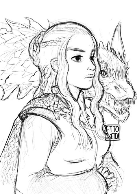 Game of Thrones - Daenerys Targaryen Daenerys Targaryen Drawing, Game Of Thrones Drawings, Traditional Sketches, Dessin Game Of Thrones, Game Of Thrones Artwork, Game Of Thrones Dragons, Gra O Tron, Game Of Thrones Art, Queer Art