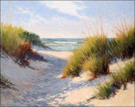 paintings of sea grass at the beach | say this scene epitomizes a perfect day spent at the beach, and ... Sea Oats, Coastal Painting, Lukisan Cat Air, Beach Scene, Beach Painting, Seascape Paintings, Sand Dunes, Beach Scenes, Beautiful Nature Scenes