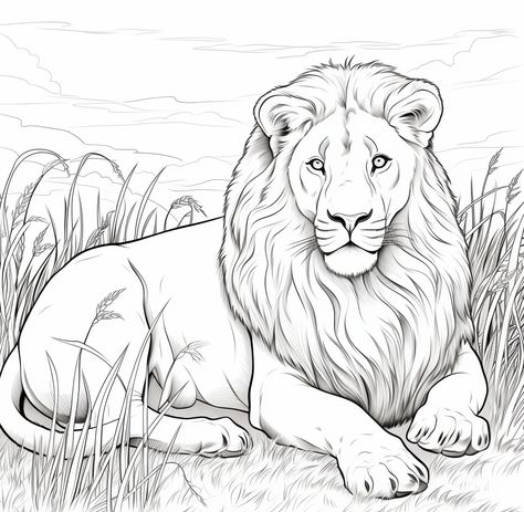 Free printable coloring page and drawing of a Lion Lion Coloring, Coloring Animals, Character Outline, Lion Coloring Pages, Vbs 2023, Lion Drawing, Grayscale Coloring Books, Baby Lamb, Exotic Animals