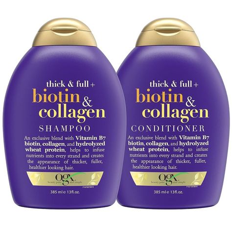 Thick & Full + Biotin & Collagen Shampoo & Conditioner Set Volume Hair Shampoo, Ogx Shampoo, Biotin And Collagen Shampoo, Coconut Milk Shampoo, Set Packaging, Good Shampoo And Conditioner, Shampoo And Conditioner Set, Hair Cleanse, Volumizing Shampoo