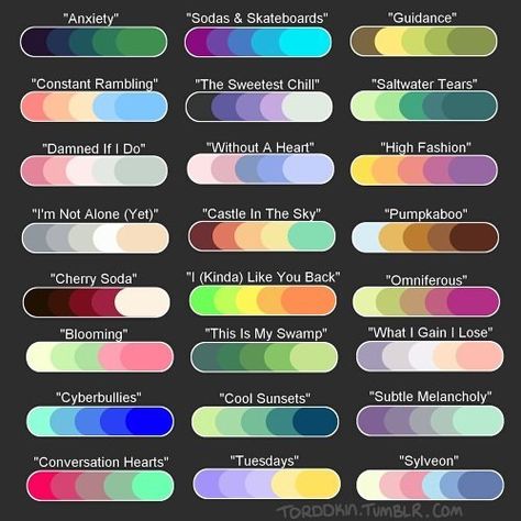 I saw ppl do this palette challenge before and want to try to do it too! just give me a character or oc and a color name :3 . .… Color Palette Challenge, Palette Art, Color Palette Design, Drawing Challenge, Colour Schemes, Color Pallets, Art Tips, Drawing Tips, Color Theory