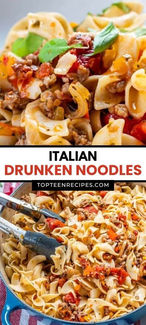 Italian Drunken Noodles - Top Recipes Drunken Italian Noodles Recipe, Dinner With Ground Italian Sausage, Drunken Noodles Italian, Italian Drunken Noodles Recipe, Ground Italian Sausage Recipes, Drunken Noodles Recipe, Something Different For Dinner, Italian Drunken Noodles, Braciole Recipe