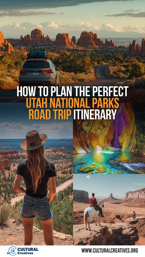 A scenic road trip through Utah's stunning national parks with views of red rock formations, colorful canyons, and outdoor adventures, illustrating How to Plan the Perfect Utah National Parks Road Trip Itinerary. Utah Parks Road Trip, Utah Road Trip National Parks, Utah National Parks Road Trip Itinerary, Utah Road Trip Itinerary, Road Trip Utah, National Parks Road Trip, Utah National Parks Road Trip, Utah Parks, Usa Places