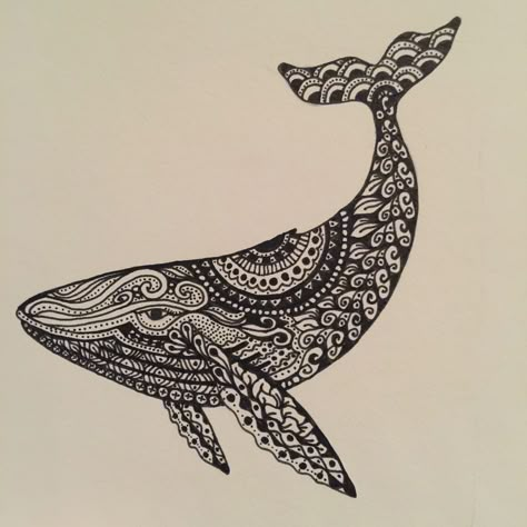 Whale Zentangle, Whale Drawing, Whale Tattoo, Whale Tattoos, Shark Tattoos, Whale Art, Symbol Tattoos, A Whale, Mandala Tattoo