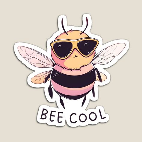 Want to add some buzzin' coolness to your day? Check out our "Bee Cool" sticker featuring a seriously stylish bee. It's the perfect way to bee yourself while spreading some good vibes! 🐝✨ Bee, cool, funny sticker, bee illustration, stylish bee, coolness, good vibes, swagger, bee yourself, bee fabulous, bee friend, bee humor, bee-themed, friendly sticker, buzzin' coolness, suave bee, stay cool, funny design, adorable bee, honeybee, hive. Bee Humor, Bee Yourself, Bee Illustration, Cat Jokes, Animal Puns, Cute Puns, Bee Sticker, Funny Sticker, Bee Theme