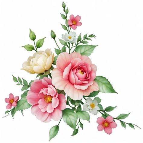 Digital Flowers Design Hd, Digital Flowers Png Hd, Flower Bunch Png, Botanical Flower Bunch, Digital Flowers Bunch, Mughal Flowers, Watercolor Templates, Flower Border Png, Flower Hd