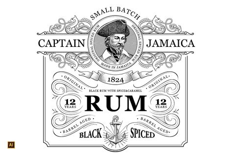 Rum Label Vintage Logo by vatesdesign on @creativemarket Rum, Rum Label, Whiskey Label, Free Illustrations, Vintage Logo, Image Illustration, Stock Images Free, Stock Illustration, Royalty Free