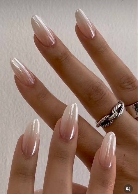 Ombre Chrome Nails, Press Ons, Neutral Nails, Chrome Nails, Cute Acrylic Nails, Wedding Things, Nude Nails, Nail Manicure, Wedding Nails