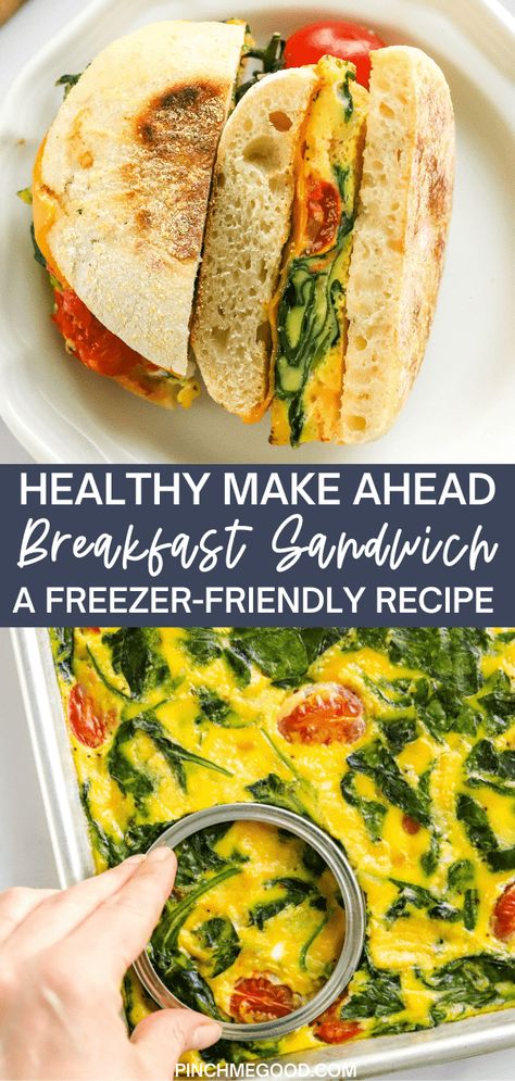 Healthy Frozen Breakfast Sandwich, Breakfast Make Ahead Healthy, Breakfast Sandwich To Go, Batch Breakfast Sandwich, Healthy Freezer Friendly Breakfast, Vegetarian Freezer Breakfast, Make Ahead Egg Sandwich Breakfast, Egg Breakfast Sandwich Make Ahead, High Protein Breakfast Meal Prep Sandwich