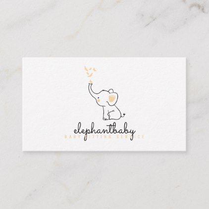 Elephant Butterflies Babysitter Business Card Toy Maker, Business Party, Elegant Baby, Elephant Design, Unique Business, Personal Business Cards, Animal Logo, Baby Boutique, Pop Up Shop