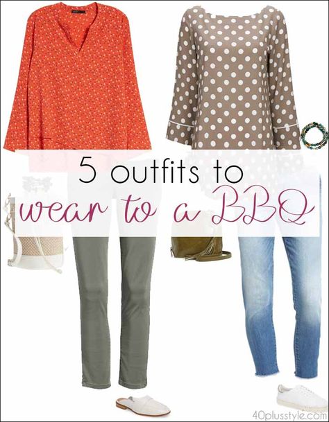 What to wear to a summer barbecue – 5 outfit ideas Outfit Ideas For Cookout, Backyard Bbq Party Outfit Ideas, Outfits For Bbq Party Casual, What To Wear To A Barbecue Party, Sunday Bbq Outfit, What To Wear To A Bbq, Outdoor Bbq Outfit Ideas, Barbecue Outfit Casual, Barbeque Outfits For Women