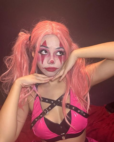 Pink Clown Girl 💖💖🤡 #clown #clownmakeup #clowncore #clowngirl #clowncheck #icp Pink Clown Makeup Easy, Women Clown Makeup, Clown Makeup Girl, Pink Clown Makeup, Pretty Clown Makeup, Girl Clown Makeup, Clowncore Makeup, Pink Clown, Girl Clown