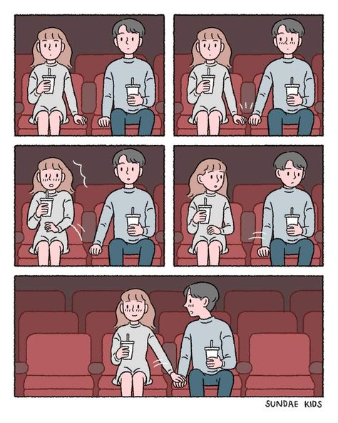 Romantic Comic Illustration, Couple Comic Reference, Sweet Couple Cartoon, Sundae Kids, Romantic Comics, Relationship Comics, Cute Couple Comics, Couples Comics, 사진 촬영 포즈