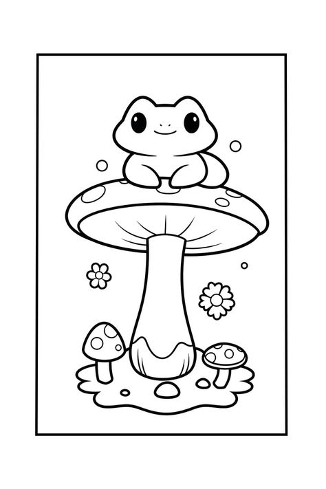 Kawaii Mushroom Coloring Page: 11 Cute Coloring Sheets Cute Drawings Coloring Page, Cute Things To Print And Color, Full Coloring Pages, Coloring Pages Cute Kawaii, Mushroom Colouring Pages, Cute Drawings To Print, Whimsical Coloring Pages, Outfit Coloring Pages, Activity Sheets For Adults