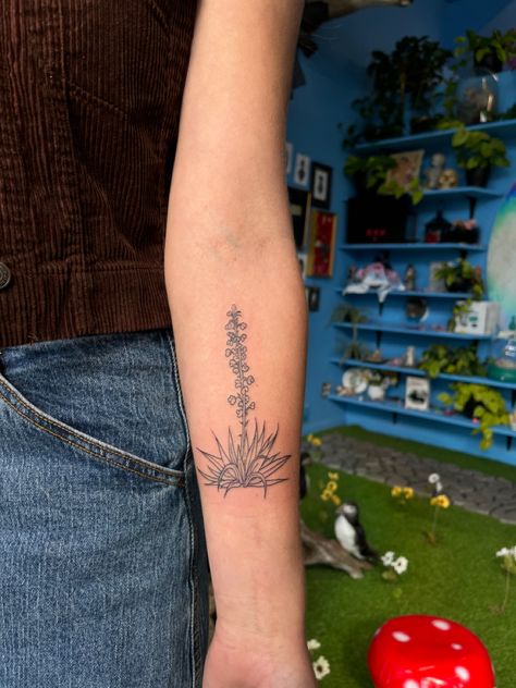 Agave Flower Tattoo, New Mexico Flower Tattoo, Small New Mexico Tattoo, Minimalistic Cactus Tattoo, Yucca Tattoo New Mexico, High Desert Tattoo, Saguaro Cactus Flower Tattoo, Barrel Cactus Tattoo, Sedona Arizona Tattoo