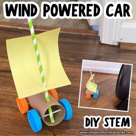 Wind Powered Car Stem Project, Wind Powered Car, Car Stem Activities, Technology Crafts For Kids, Kids Inventions Projects For School, Stem Crafts For Kids, Wind Energy Projects, Physics For Kids, Balloon Powered Car