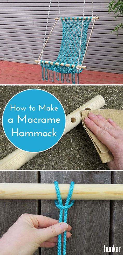 Diy Macrame Hammock, Diy Hammock Chair, Diy Hanging Chair, Macrame Hammock Chair, Diy Summer Decor, Diy Swing, Macrame Hanging Chair, Macrame Chairs, Macrame Hammock