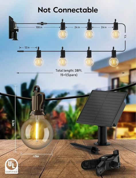 Minetom Solar Lights Outdoor, 38 Ft Commercial Waterproof String Lights, 16 G40 LED Edison Bulbs, Shatterproof Solar Powered Patio Hanging Lights for Outside Backyard Garden Decor - Amazon.com Patio Hanging Lights, Backyard Party Decor, Led Patio Lights, Backyard Party Decorations, Solar Lights Outdoor, Patio Lights, Solar String Lights Outdoor, Edison Bulbs, Car Washer