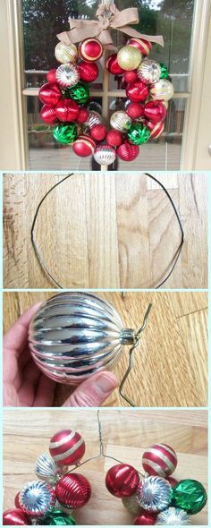 Ornament Wreath Diy, Wire Hanger Crafts, Diy Christmas Wreath, Hanger Crafts, Christmas Wreaths Diy Easy, Christmas Ornament Wreath, Christmas Wreaths To Make, Xmas Wreaths, Simple Holidays