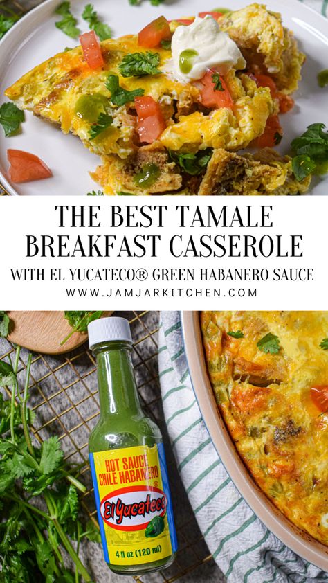 Tamale breakfast casserole holiday brunch recipe Tamales Breakfast, Tamale Breakfast Casserole, Breakfast Tamales, Chicken Taco Casserole, Chicken Tamales, Tortilla Chip Recipe, Southern Breakfast, Gratin Dish, Brunch Time