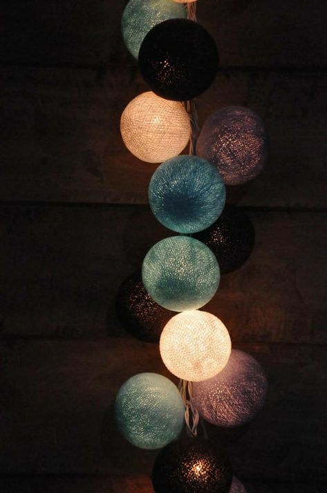 Party Lights Decoration, Cotton Ball String Lights, Lights For Patio, Cotton Ball Lights, String Ball Lights, Oneplus Wallpapers, Ball Lamps, Light Blue Flowers, Ball Lights