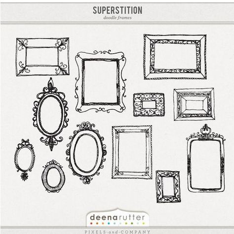 Frames On Wall Drawing, Easy Frame Drawing, Picture Frame Drawing Ideas, Picture Frames Illustration, Mirror Doodles Ideas, How To Draw A Frame Around A Picture, How To Draw A Frame, Cute Frame Drawing, Frame Sketch Drawings