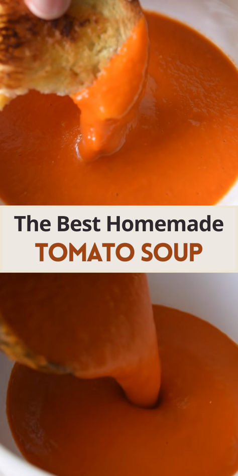 The best homemade tomato soup recipe – this roasted tomato basil soup is easy to make with fresh tomatoes, irresistibly creamy & bursting with flavor. It’s a healthy and cozy way to warm up on cold winter days. Best Homemade Tomato Soup With Fresh Tomatoes, Diy Tomato Soup Fresh Tomatoes, Fresh Tomatoe Soup Recipe, Canning Tomatoes Soup, Homemade Tomato Soup Recipe Easy, Homemade Garden Tomato Soup, Tomato Soup Roasted Tomatoes, Easy Fresh Tomato Soup, Tomato Soup With Tomato Juice