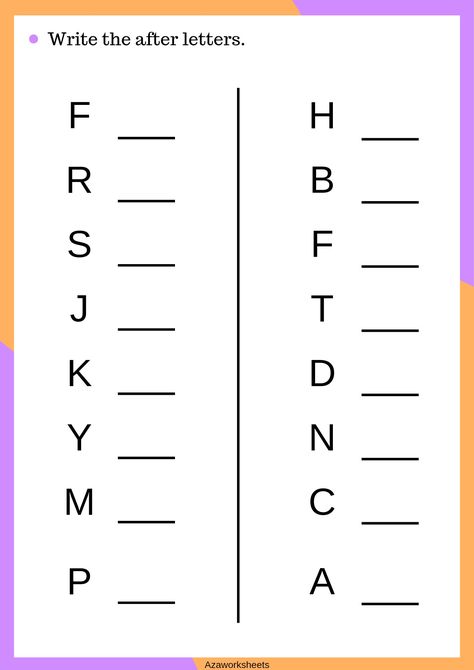 After letters worksheets for preschoolers || preschoolers worksheets || worksheet for toddlers || kids activities worksheets || preschool activity sheets || nursery worksheets || alphabets practice worksheets || alphabets worksheets || alphabets Alphabets Worksheet For Nursery, After Letter Worksheet, Jr Kg Worksheets, English Worksheets For Kindergarten Letter Recognition, Nursery Worksheets Preschool, Prenursery Worksheet, Jr Kg English Worksheet, English Worksheets For Lkg, Preschool Writing Printables